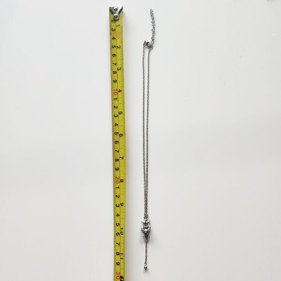 Gothic hematite pearl and silver rosary necklace with a small silver chain - Picture 6 of 8